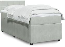 vidaXL világosszürke bársony rugós ágy matraccal 90x190 cm (3289926)