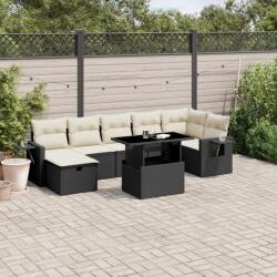 vidaXL 8 részes fekete polyrattan kerti ülőgarnitúra párnákkal (3274986)