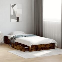 vidaXL füstös tölgy színű szerelt fa ágykeret fiókokkal 100 x 200 cm (3280675)