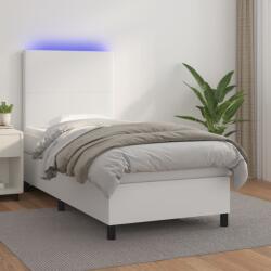 vidaXL fehér műbőr rugós ágy matraccal és LED-del 90x190 cm (3135796)
