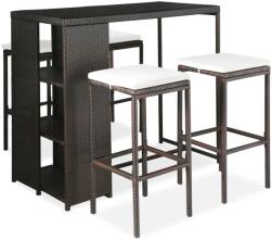 vidaXL 5 darabos barna polyrattan kerti bárszett párnákkal (3064913) - vidaxl