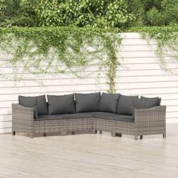 vidaXL 5 részes szürke polyrattan kerti ülőgarnitúra párnákkal (3187279)