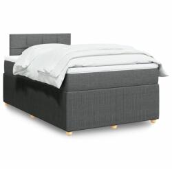 vidaXL sötétszürke szövet rugós ágy matraccal 120 x 190 cm (3289696)