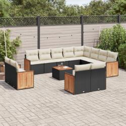 vidaXL 13 részes fekete polyrattan kerti ülőgarnitúra párnákkal (3228198)