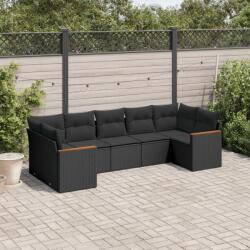 vidaXL 7 részes fekete polyrattan kerti ülőgarnitúra párnával (3258667)