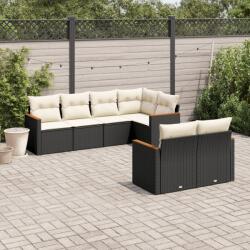 vidaXL 7 részes fekete polyrattan kerti ülőgarnitúra párnával (3258542)
