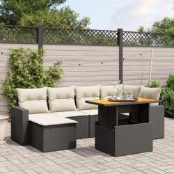 vidaXL 7 részes fekete polyrattan kerti ülőgarnitúra párnával (3271413)