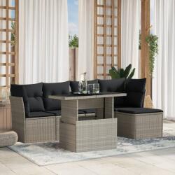 vidaXL 6 részes világosszürke polyrattan kerti ülőgarnitúra párnákkal (3266552)