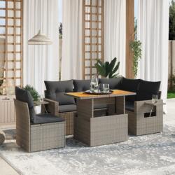 vidaXL 6 részes szürke polyrattan kerti ülőgarnitúra párnákkal (3271760)