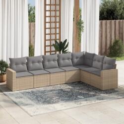 vidaXL 7 részes bézs polyrattan kerti ülőgarnitúra párnákkal (3219039)