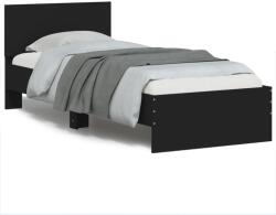 vidaXL fekete szerelt fa ágykeret fejtámlával 90 x 200 cm (838625)