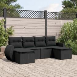 vidaXL 6 részes fekete polyrattan kerti ülőgarnitúra párnákkal (3254052)