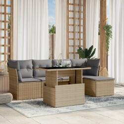 vidaXL 6 részes bézs polyrattan kerti ülőgarnitúra párnával (3266549)