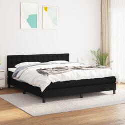 vidaXL fekete szövet rugós ágy matraccal 180 x 200 cm (3140395)