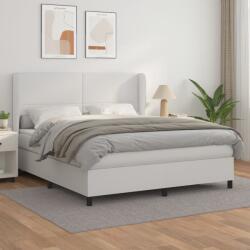 vidaXL fehér műbőr rugós ágy matraccal 160 x 200 cm (3128920)