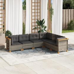 vidaXL 6 részes szürke polyrattan kerti ülőgarnitúra párnákkal (3261858)