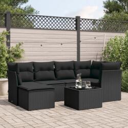 vidaXL 7 részes fekete polyrattan kerti ülőgarnitúra párnával (3249794)