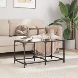 vidaXL acél dohányzóasztal fekete üveglappal 78, 5 x 40 x 40 cm (845975)