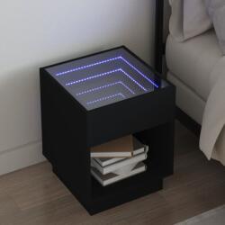 vidaXL fekete végtelen hatású LED-es éjjeliszekrény 40 x 40 x 50 cm (3284078)