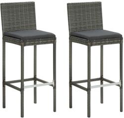 vidaXL 2 db szürke polyrattan kerti bárszék párnával (313436)