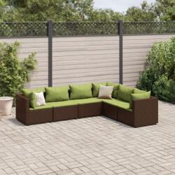 vidaXL 6 részes barna polyrattan kerti ülőgarnitúra párnákkal (3308142)