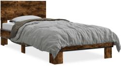 vidaXL füstös tölgyszínű szerelt fa és fém ágykeret 100 x 200 cm (845804)