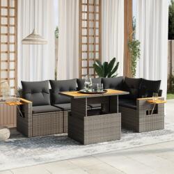 vidaXL 6 részes szürke polyrattan kerti ülőgarnitúra párnákkal (3273510)