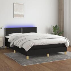 vidaXL fekete szövet rugós és LED-es ágy matraccal 140x200 cm (3133639)