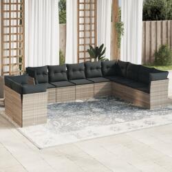 vidaXL 10 részes világosszürke polyrattan kerti ülőgarnitúra párnákkal (3249701)