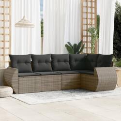 vidaXL 5 részes szürke polyrattan kerti ülőgarnitúra párnákkal (3221329)
