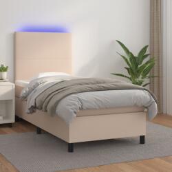 vidaXL cappuccino színű műbőr rugós ágy matraccal és LED-del 90x200 cm (3135806)