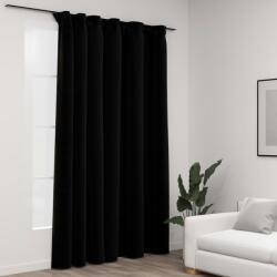 vidaXL 2 db fekete vászonhatású sötétítőfüggöny kampókkal 290 x 245 cm (321159)