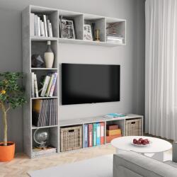 vidaXL 3-részes betonszürke könyv-/TV-szekrényszett 180 x 30 x 180 cm (278792)