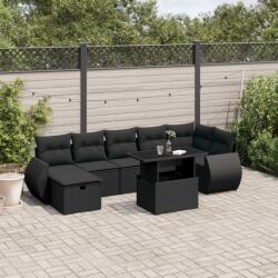 vidaXL 8 részes fekete polyrattan kerti ülőgarnitúra párnákkal (3275145)