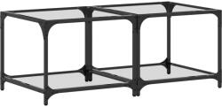 vidaXL 2 db acél dohányzóasztal átlátszó üveglappal 50 x 50 x 40 cm (845971)