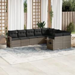vidaXL 9 részes szürke polyrattan kerti ülőgarnitúra párnákkal (3252977)