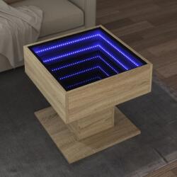vidaXL sonoma tölgy szerelt fa dohányzóasztal LED-del 50 x 50 x 45 cm (847527)