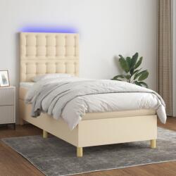 vidaXL krémszínű szövet rugós és LED-es ágy matraccal 90x190 cm (3135722)