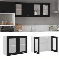 vidaXL Lyon fekete szerelt fa függő üvegszekrény 80 x 31 x 60 cm (802530)