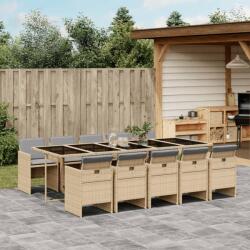 vidaXL 11részes vegyes bézs polyrattan kerti étkezőgarnitúra párnákkal (3277703)