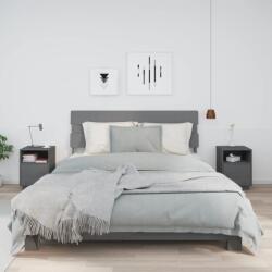 vidaXL 2 db szürke tömör fenyőfa éjjeliszekrény 40 x 34 x 55 cm (818320)