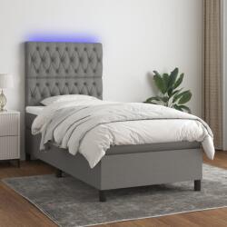 vidaXL sötétszürke szövet rugós és LED-es ágy matraccal 90x190 cm (3135078)