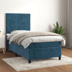 vidaXL sötétkék bársony rugós ágy matraccal 100 x 200 cm (3143011)