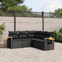 vidaXL 5 részes fekete polyrattan kerti kanapészett párnákkal (3226797)