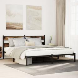 vidaXL füstös tölgy színű fém ágykeret matrac nélkül 180 x 200 cm (4017057)