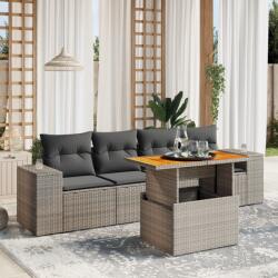 vidaXL 5 részes szürke polyrattan kerti ülőgarnitúra párnákkal (3272516)