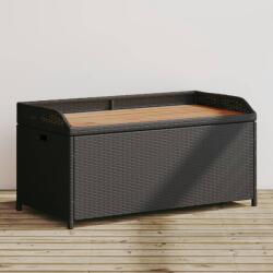 vidaXL fekete polyrattan és akácfa tárolópad 100 x 50 x 52 cm (365949)