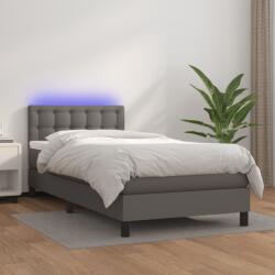 vidaXL szürke műbőr rugós ágy matraccal és LED-del 80 x 200 cm (3134193)