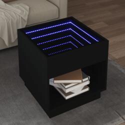 vidaXL fekete végtelen hatású LED-es dohányzóasztal 50 x 50 x 50 cm (847652)