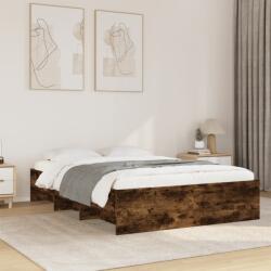 vidaXL füstös tölgyszínű szerelt fa ágykeret 135 x 190 cm (3295692)